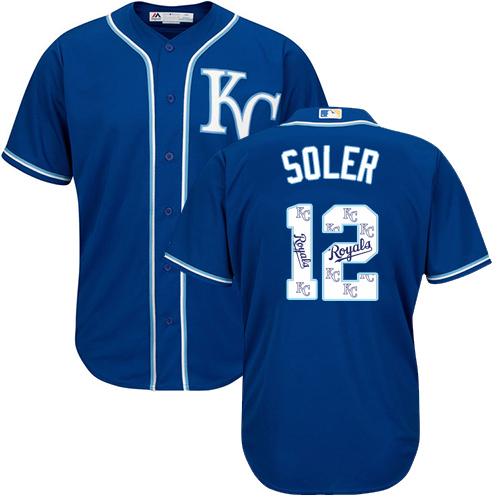 Royals #12 Jorge Soler Royal Blue Team Logo Fashion Stitched MLB Jersey - Click Image to Close